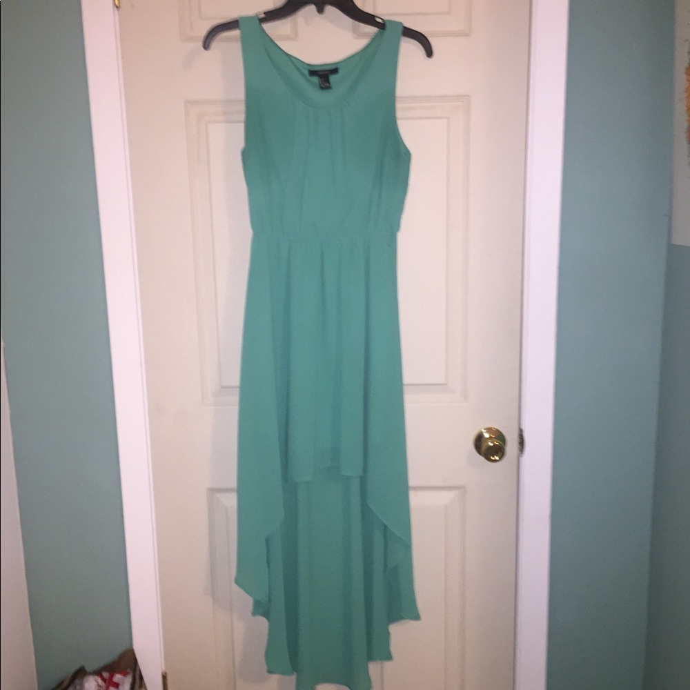 Hi-low teal dress